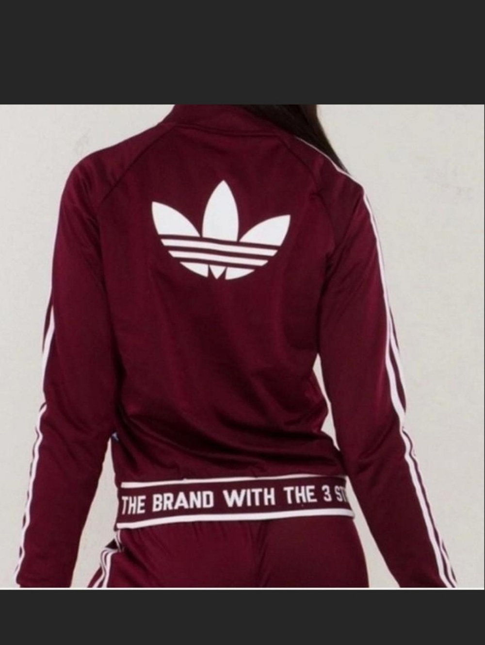 adidas Burgundy Maroon Track Jacket with White Trefoil